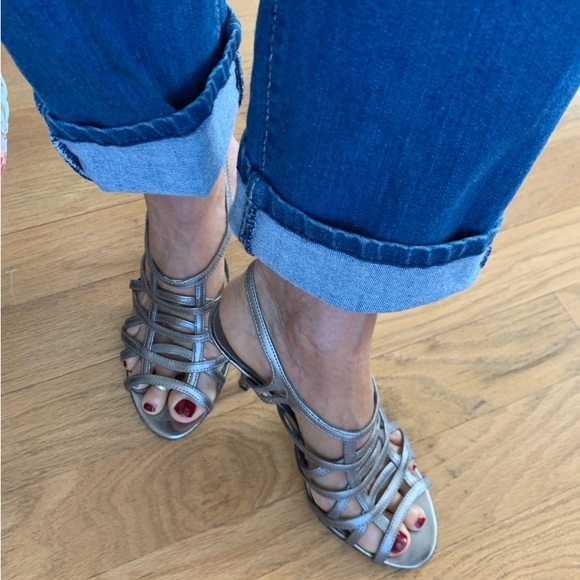 APT 9 pewter color strappy heeled sandals. Size 7.5. Extremely comfortable. - Picture 2 of 5